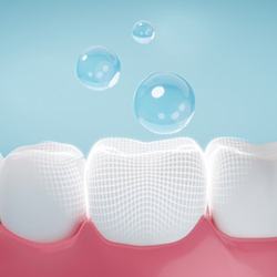 Digital image of bubbles being added to teeth